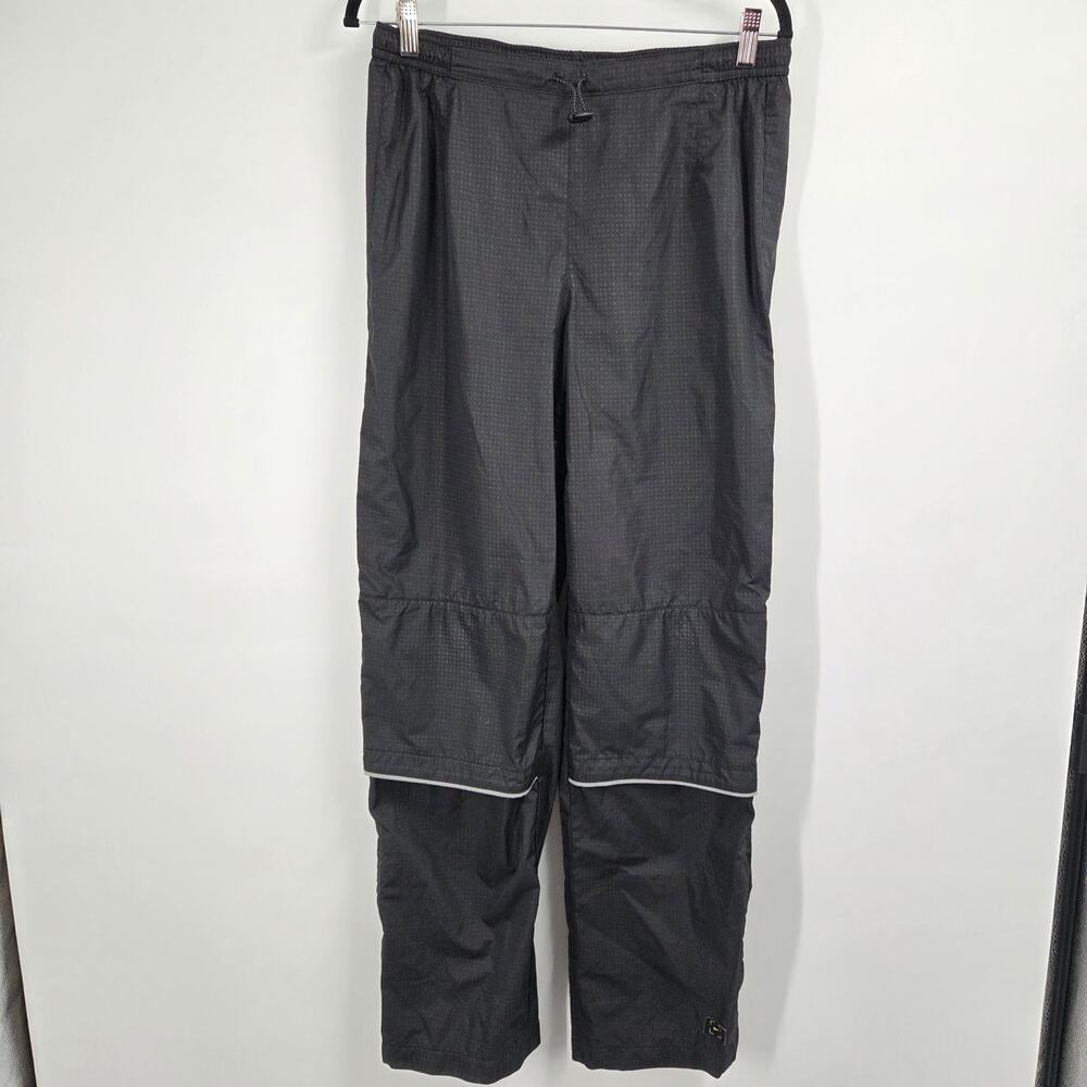 VTG Y2K Nike L Black Mini Swoosh Nylon Straight Leg Knee Detail Windbreaker Pant